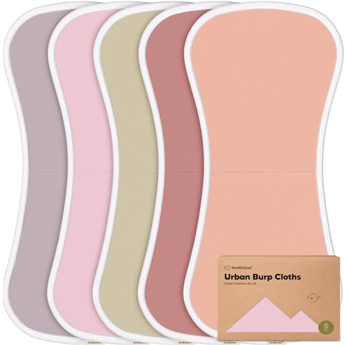 Image of 5-Pack Organic Burp Cloths for Baby Boys and Girls - Ultra Absorbent Burping Cloth, Burp Clothes, Newborn Towel, Milk Spit Up Rags, Burpy Cloth Bib for Unisex,Boy, Girl,Burp Cloths (Muted Pastel)