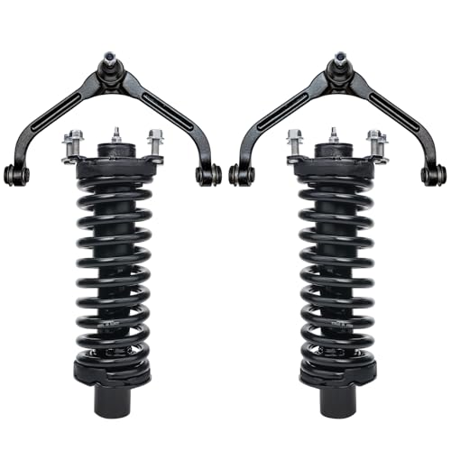 Image of Detroit Axle - 4pc Front Struts Control Arms for Jeep 2002-2007 Liberty, 2 Struts & Coil Spring 2 Upper Control Arms w /Ball Joint 2003 2004 2005 2006 Replacement Suspension Kit Struts Shocks Assembly
