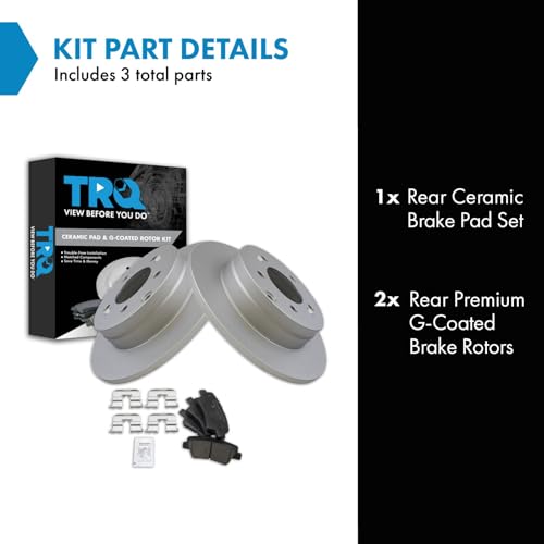 Image of TRQ Rear Brake Pad and Rotor Set Ceramic Coated Rotors Compatible with 2014-2015 Kia Optima