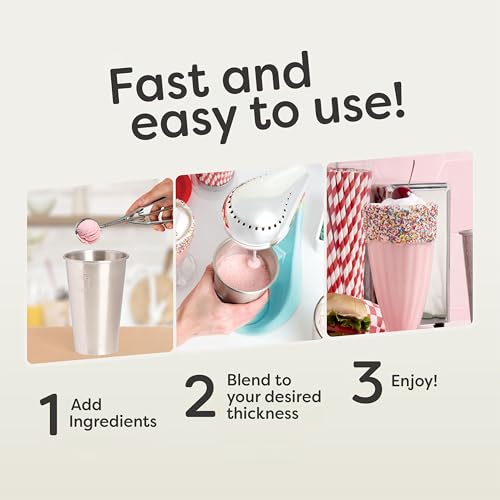 Nostalgia Two-Speed Electric Milkshake Maker and Drink Mixer, Includes 16-Ounce Stainless Steel Mixing Cup and Rod, Aqua by Nostalgia - Image 3
