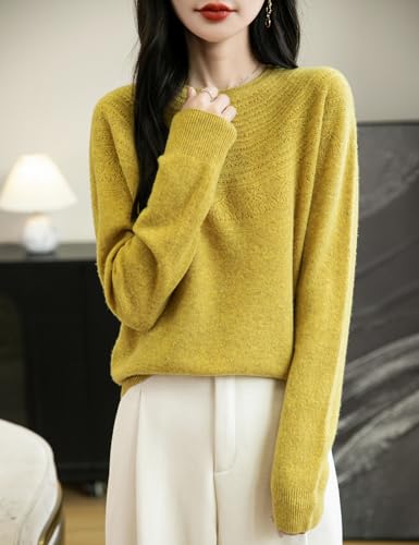 Women's 100% Merino Wool 2025 Fall Winter Crewneck First-Line Ready to Wear Long Sleeve Seamless Knit Sweater3