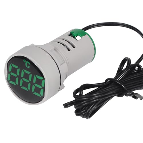 Btkigl ST16C Small 22mm LED Digital Display Temperature Gauge Indicator Signal Thermometer Measuring Range -20~199 Celsius (Green)