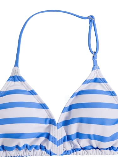Image of RoseSeek Girl's 3 Piece Cute Bowknot Bathing Suit Halter Triangle High Waisted Swimsuit with Beach Cover Up Skirt