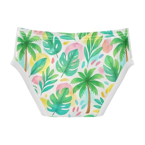 CHIFIGNO Boys Underwear Cotton Briefs Breathable Printed Toddler Boys Briefs Underwear, Green Tropical Palm Leaves2