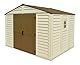 Duramax WoodBridge Plus 10 x 8 (7.64 m²) Kunststoff gerätehaus mit 1 festen Fenster und Metallfundamentset, wartungsfreie, robuste & Dachstruktur aus Metall Gerätehaus - Ivory/Brown, Beige & Braun