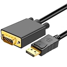 AKWOR DisplayPort to VGA Cable 6FT, Display Port DP to VGA Adapter, 1080P@60Hz Video Cord from Laptop/Computer DP to Monitor/Projector VGA, Not Bidirectional, Not for HDMI or USB