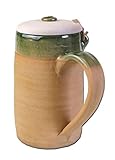 bierkrug ton mit deckel Durchmesser: ca. 11 cm Historischer Bierkrug aus Ton, 1,0 Liter mit Holzklappdeckel