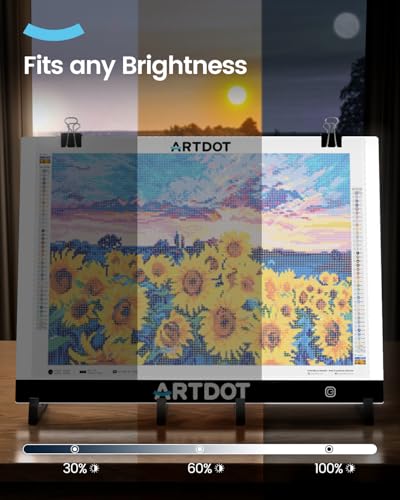 ARTDOT Leuchttisch A3 als 5D Diamond Painting Zubehör, Einstellbare Helligkeit Diamant Painting Lichtplatten mit Ständer für Diamond Painting Erwachsene