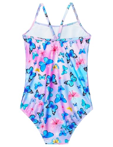 Image of Girls Bathing Suits Colorful Swimsuits with UPF 50 + Sun Protection Sleeveless Toddler Kids One Piece Swimwear