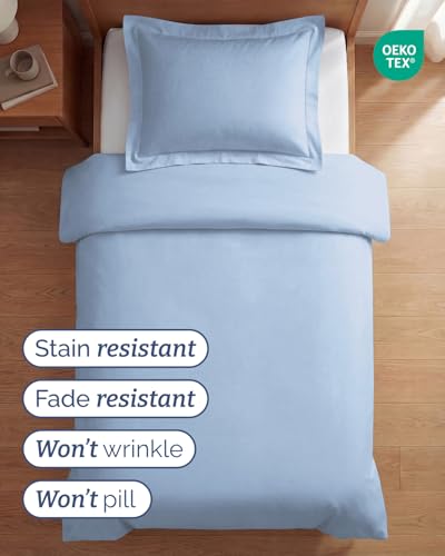 Image of Duvet Cover Twin /Twin XL Size Set - Extra Soft Twin /Twin XL Duvet Cover 68 inch x 90 inch with 1 Pillow Sham for Women, Men, Kids & Teens - Comfy, Easy-Care & Fade Free w / Zipper Closures & Ties (Sky Blue)