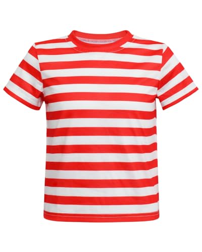 Prebene Boys Striped T Shirt Pugsley Addams Shirt Kids Halloween Costumes Mime Bank Robber T-Shirts