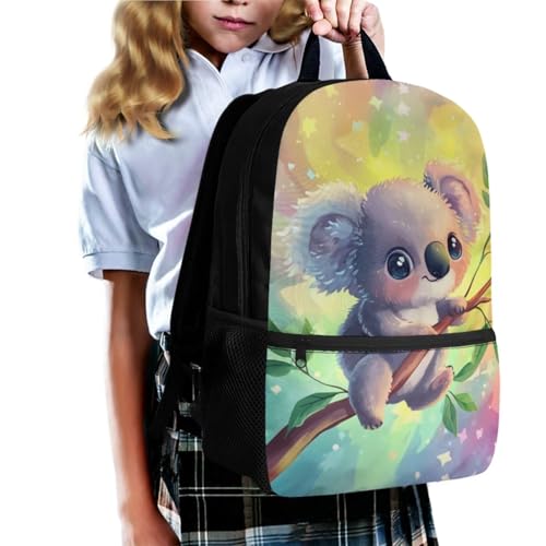 Cute Koala School Bags for Girls 10-12 Kids 17 Inch Large Capacity Bookbag with Front Compartment Set of 4 School Backpack with Lunch Box Pencil Case and Keychain for Middle School2