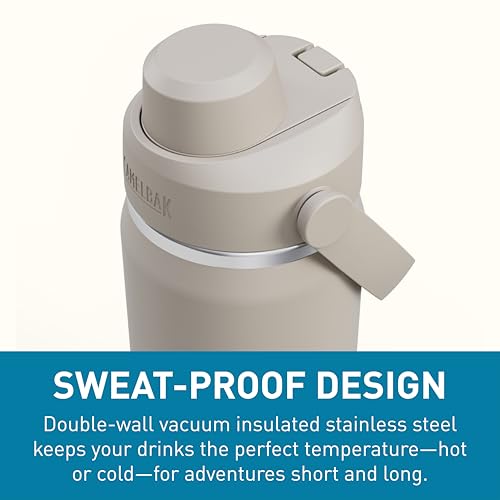Image of CamelBak Thrive Chug Insulated Stainless Steel Water Bottle, Cold Retention with High Flow Lid for Everyday Hydration and Active Use, 20oz, Stone