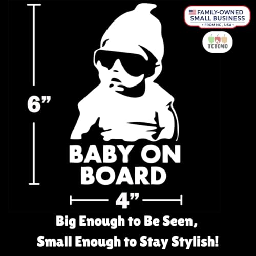 Image of TOTOMO Baby on Board Sticker for Car - Window Decal, Bumper Sign for New Parents, Durable Waterproof Safety Warning Sign for SUV Truck Minivan - Carlos, 2 Pack