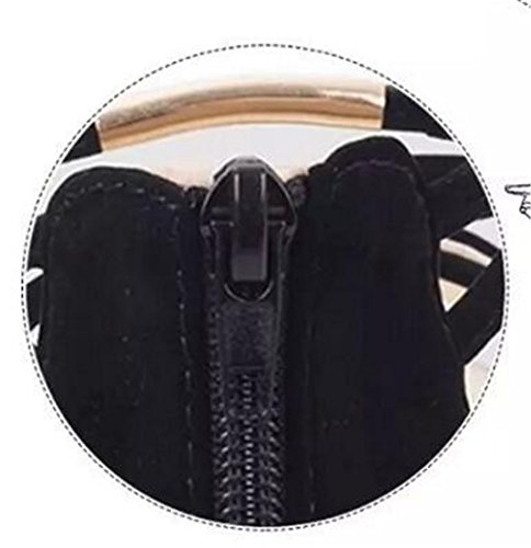 Girllike Metal Ring Low Wegde Sandal with Strappy Ankle Wrap4