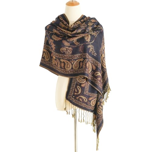 Reversible Paisley Pashmina Rave Scarf Shawl-Soft Silky Pashmina Wraps for Women Evening Dresses3