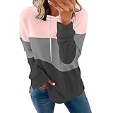 PTLLEND Pullover Kleid Damen-Patchwork-Hoodie mit Langen Ärmeln, Seitenschlitz und Interlock-Kappe Pullover Ohne