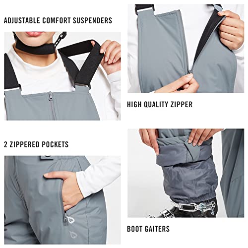 Baleaf Women's Insulated Waterproof Ski Bib Overalls Snow Windproof Snowboarding Pant Grey Size Xl #TOP2