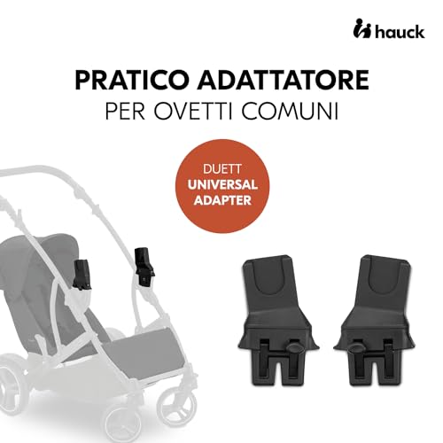 Hauck Adattatori Seggiolini Auto Compatibili Con Passeggino Gemellare Duett 2 E Duett 4 E Ovetti Selezionati Di Maxi Cosi Cybex Joie Kinderkraft (Non Compatibili Con Tutti I Modelli) - 1 Coppia, Nero - 2