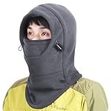 [TRIWONDER] ネックウォーマー メンズ レディース フードウォーマー 防寒 帽子 バラクラバ ネックカバー フェイスウォーマー 目出し帽 冬用 スキーウェア アウトドア スノボ サイクリング バイク 釣り 寒さ対策 (厚手 - グレー)
