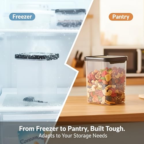 Image of Plastic Airtight Containers Set For Kitchen Storage And Containers Box For Pantry Organization And Container (4X350ml+4X650ml+4X950ml, Black And Transparent) Set of 12