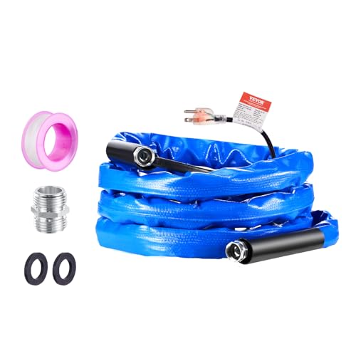 Image of VEVOR 15ft Heated Water Hose for RV, Heated Drinking Water Hose with Corrugated Cover Antifreeze to -45F, Automatic Self-regulating, 5 /8 inch I.D. with 3 /4 inch GHT Adapter, Lead and BPA Free