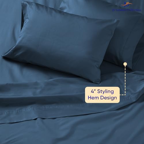 JS Sanders Collection 100% Egyptian Cotton Universal V Berth 4 Piece The Best Boat V Berth Bedding Fits mattresses up to 8” Depth Sheet Set - 600 TC Mediterranean Blue by JS Sanders Collection - Image 5