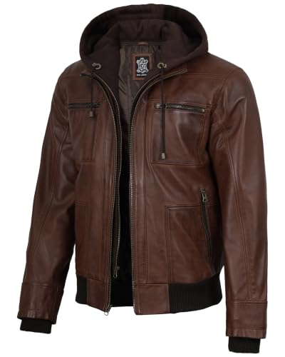 Image of Decrum Leather Jackets for Men with Hood
