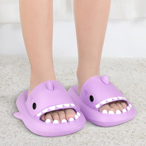 Image of Kids Shark Cloud Slides | Boys Girls Slip On Sandals | Toddler Beach Slippers | Youth Fish Flip Flops Pool Shower Shoes