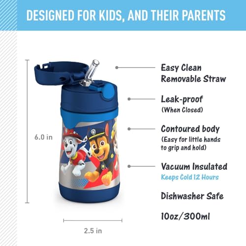 Image of THERMOS Vacuum Insulated Stainless Steel 10oz Straw Bottle, PAW PATROL BOY