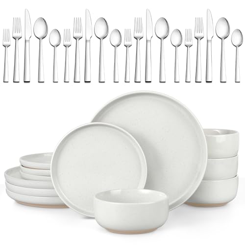 LIANYU Conjunto de louça de 32 peças com talheres para 4, conjunt...
