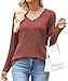 JomeDesign Womens Tops Long Sleeve Shirts for Women V Neck Fashion Womens Sweaters Loose Fit Caramel M