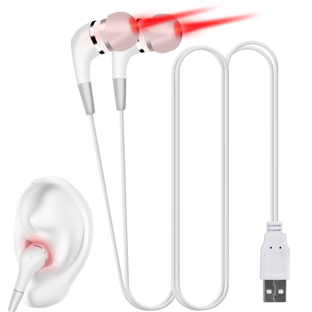 Bouchons d'oreille Infrarouges Acouphènes, 650 NM Appareil de Thérapie Oreille à Lumière Rouge, Instrument de Thérapie Oreille à Lumière Rouge pour la Réduction du Bruit et l'Aide au Sommeil