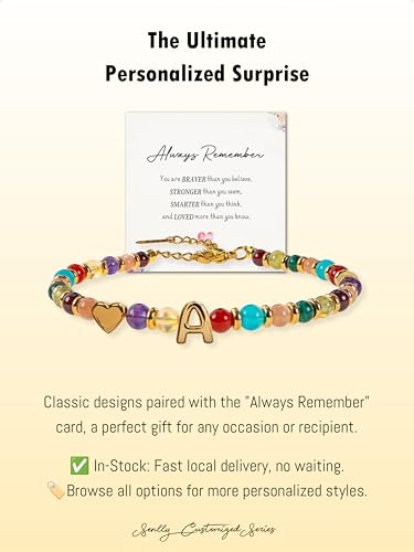 SENLLY Crystal Initial Bracelet, Meaningful Gift for Women Crafted with Natural Stone & 3D Initial Bead A, Adjustable for Mom Daughter Sister Wife Friend - image 5