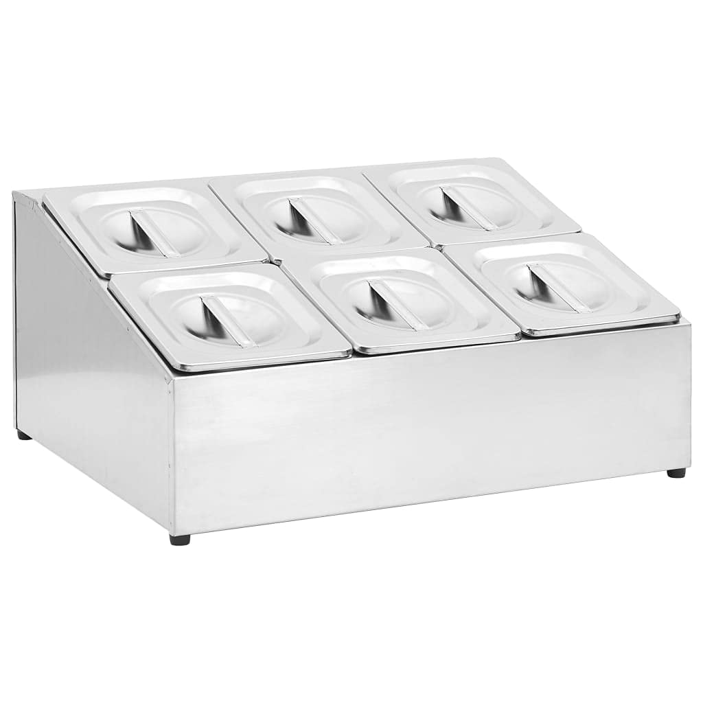 Homgoday Soporte de Bandejas Gastronorm Doble Fila - Acero Inoxidable, 6 Contenedores GN 1/6, Apto Lavavajillas