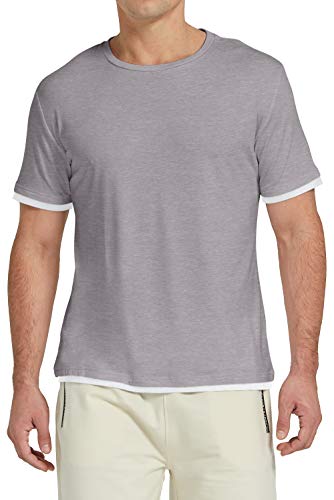 Image of AIYINO Mens Short Sleeve Lightweight Athletic Soft T-Shirt Novelty Summer Casual Workout Sportstyle Crew Neck Shirts 5XL Light Grey