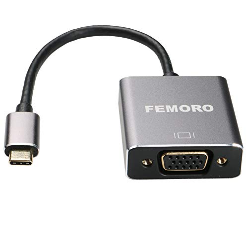 USB-C to VGA Adapter [Thunderbolt 3 Compatible] , USBC Type-C to VGA Adapter Compatible for MacBook Pro 2019/2018/2017, iPad Pro 2019/2018, Dell XPS 13/15, Surface, Galaxy S10/S9 - Gray