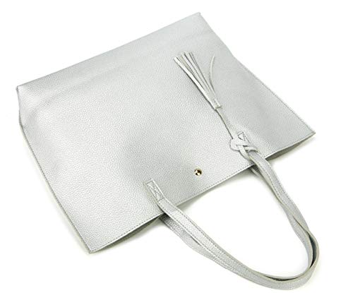 Nodykka NDK1012 SILVER Women Tote Bags Top Handle Satchel Handbags Pu Pebbled Leather Tassel Shoulder Purse,One Size,Silver2 thumb #1