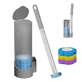Wegwerpborstel voor toiletpot met vullingen, wandhangende PP-toiletborstelset, Toilte toverstaf voor badkamer vloerafvoer handwasbak