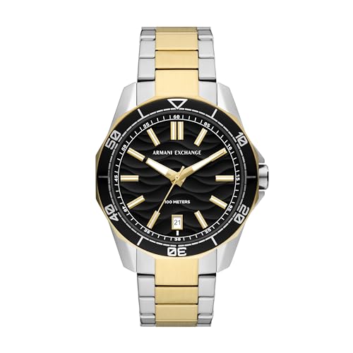 La Mejor Selección de Reloj Armani Negro Top 10. 45 AX ARMANI EXCHANGE Reloj Armani Exchange Modelo: AX1956 Spencer de acero inoxidable en color dorado y plateado para hombre