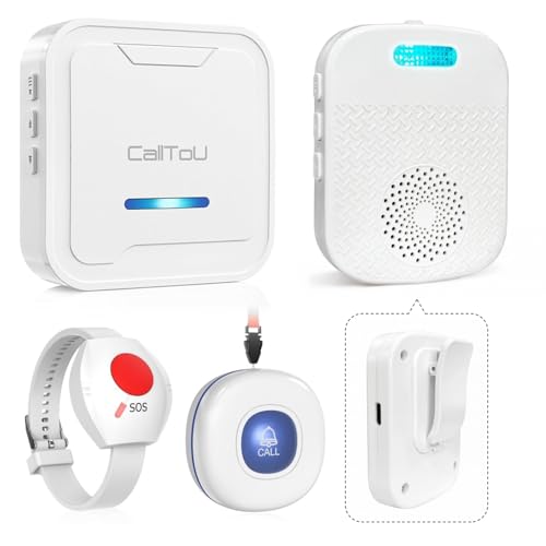 Image of CallToU Caregiver Pager Wireless Call Button for Elderly /Senior,2026 New Version Pager with Vibration & Rechargeable,Nurse Alert System for Home Care Seniors (2 Pager and 2 Button)