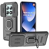 DERHAN Cover per Xiaomi Redmi Note 15 5G (Non per 4G) / POCO M8 5G, Custodia Antiurto con Protezione Fotocamera e Supporto - Nero