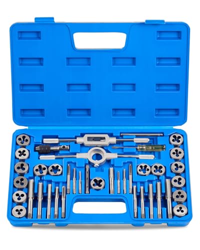 Orion Motor Tech 40 Pezzi Set Maschio e Filiera per Filettatura in Acciaio con Dimensioni Metriche M3-M12 Kit Filiera per Taglio Filettatrice Manuale per Fai da Te a Casa, Garage e Officina