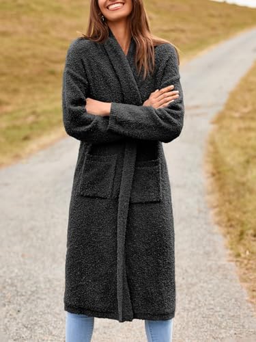Saodimallsu Womens Open Front Long Cardigan Sweaters Oversized Chunky Fuzzy Lapel Fall 2025 Trendy Duster Sweater Coats4