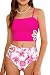 ALISISTER Teen Girl Swimsuits Size 10 12 Kids Bathing Suits for Teens Girl Hot Pink Tankini Bikini 2 Piece Juniors Adjustable Strap Cut Out Swimwear Swim Swimming Suit