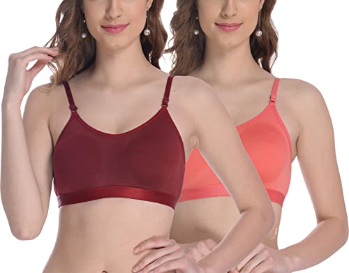 Image of FIMS - Fashion is my style Women Cotton Sports Bra for Gym, Yoga, Running Bra for Girls, Racer Back, Full Coverage, Multicolor, Cup B, See Main Image to Check How Many Bra You Will Get