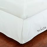 Omnegon Cache-sommier plissé pour grand lit, 100 % coton mélangé, 25,4 cm, sur mesure, couvre pieds et cadre de lit – Blanc