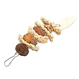 Jenivaint Jouet à Suspendre pour Perroquet, Jouet à Mâcher, Cage à Oiseaux, fabriqué à la Main à Partir de Feuilles de Maïs Naturelles, Noix, Os de Seiche avec Crochet en Acier Inoxydable