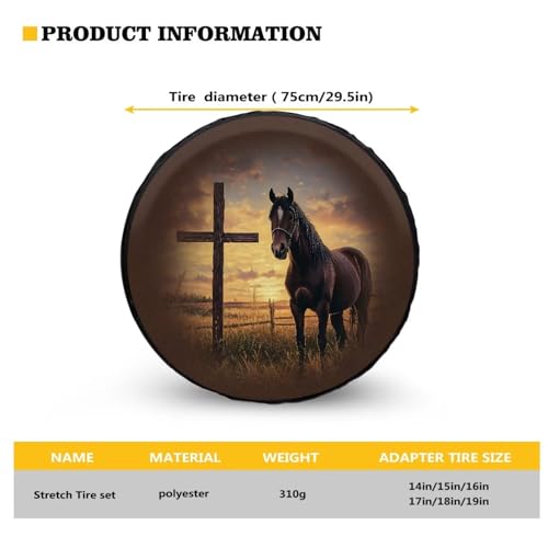Image of Pensura Cross Horse Tire Cover Car Accessories Wheel Covers Weatherproof Easy Installation for Jeep Wrangler Rv SUV Truck Travel Trailer