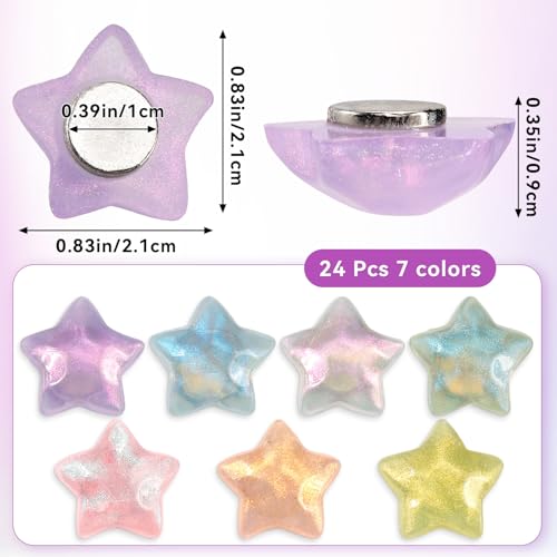 Imanes decorativos de estrella 3D para refrigerador, 24 pcs miniatura 2